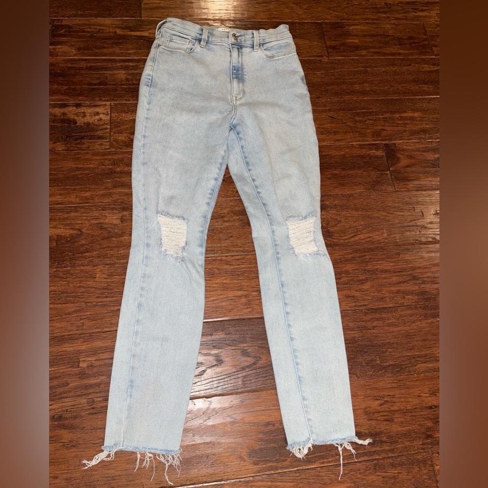 Pacsun Light Blue Distressed Women Jeans Super High Rise Skinny Jegging